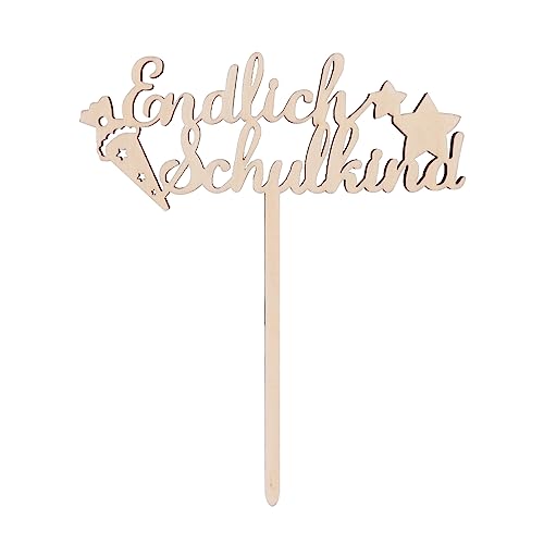 ENLACE Cake Topper, Personalisierter Tortenstecker Aus Holz, Kuchendeko, Topper Kuchen, Tortenstecker für Schuleinführung Einschulung Schulanfang Jungs und Mädchen, Endlich Schulkind von ENLACE