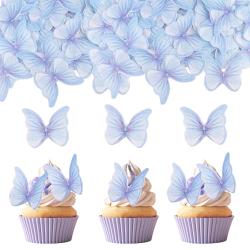 ENLACE Essbare Schmetterlinge für Torte,48 Stück Schmetterlinge Cupcake Topper,Essbar Schmetterling Kuchen Dekorationen,Esspapier Tortendeko für Hochzeit,Geburtstag,Party von ENLACE