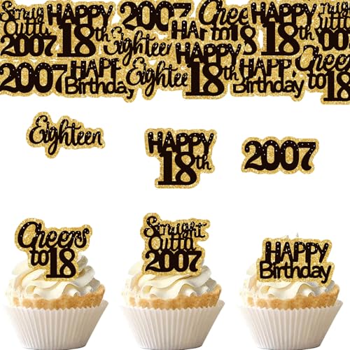 ENLACE Essbare Tortendeko 18 Geburtsta Junge Mädchen,48 Stück Cupcake Topper 18. Geburtstag,Esspapier 18 Geburtstag Deko Torten,Muffin Deko 18 Geburtstag,Cheers to 18 Geburtstag Kuchen Deko Essbar ENLACE Essbare Tortendeko 18 Geburtsta Junge Mädchen,48 Stück Cupcake Topper 18. Geburtstag,Esspapier 18 Geburtstag Deko Torten,Muffin Deko 18 Geburtstag,Cheers to 18 Geburtstag Kuchen Deko Essbar von ENLACE