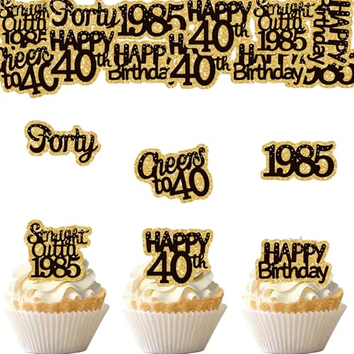 ENLACE Essbare Tortendeko 40 Geburtstag Männer Frauen,48 Stk Muffin Deko 40. Geburtstag Frauen Deko,Esspapier 40 Geburtstag Deko Torte,Essbar Cheers to 40 Kuchendeko 40. Geburtstag Cupcake Topper 1985 ENLACE Essbare Tortendeko 40 Geburtstag Männer Frauen,48 Stk Muffin Deko 40. Geburtstag Frauen Deko,Esspapier 40 Geburtstag Deko Torte,Essbar Cheers to 40 Kuchendeko 40. Geburtstag Cupcake Topper 1985 von ENLACE
