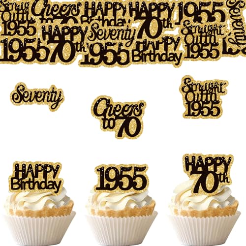 ENLACE Essbare Tortendeko 70 Geburtstag Mann Frau,48 Stk 70 Geburtstag Deko Torte Essbar,Esspapier Kuchendeko 70. Geburtstag 1955,Muffins Deko 70 Geburtstag,Essbare Cupcake Deko 70 Geburtstag Frau ENLACE Essbare Tortendeko 70 Geburtstag Mann Frau,48 Stk 70 Geburtstag Deko Torte Essbar,Esspapier Kuchendeko 70. Geburtstag 1955,Muffins Deko 70 Geburtstag,Essbare Cupcake Deko 70 Geburtstag Frau von ENLACE