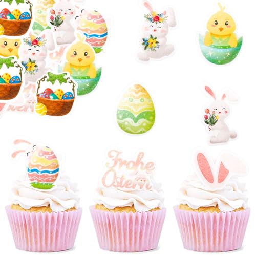 ENLACE Essbare Tortendeko Ostern,48 Stück Frohe Ostern Tortendeko,Esspapier Hase Kuchen Deko Essbar,Cupcake Topper Ostereier Muffin Deko,Kuchendeko Hase Cake Topper ENLACE Essbare Tortendeko Ostern,48 Stück Frohe Ostern Tortendeko,Esspapier Hase Kuchen Deko Essbar,Cupcake Topper Ostereier Muffin Deko,Kuchendeko Hase Cake Topper von ENLACE