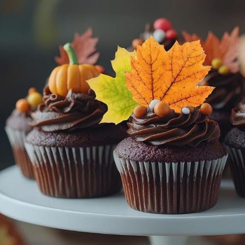 ENLACE Herbst-Ahornblatt- Tortendeko, 50 Stück, für Erntedankfest und Herbstdekoration von ENLACE