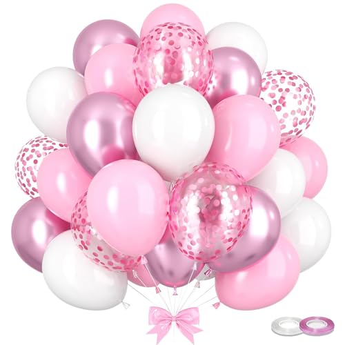 ENLACE 30 Stück Luftballons Rosa Set, 10 Zoll Pink Weiß Metallische Rosa Luftballons Und 12 Zoll Pink Konfetti Ballons, Latexballons für Mädchen Hochzeit Geburtstag Dekorationen ENLACE 30 Stück Luftballons Rosa Set, 10 Zoll Pink Weiß Metallische Rosa Luftballons Und 12 Zoll Pink Konfetti Ballons, Latexballons für Mädchen Hochzeit Geburtstag Dekorationen von ENLACE