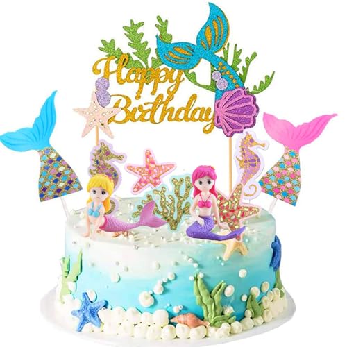 ENLACE Meerjungfrau Tortendeko Geburtstag Mädchen, 13 Stück Cake Topper, Kuchen Deko, Happy Birthday Tortenaufsatz für Kinder ENLACE Meerjungfrau Tortendeko Geburtstag Mädchen, 13 Stück Cake Topper, Kuchen Deko, Happy Birthday Tortenaufsatz für Kinder von ENLACE