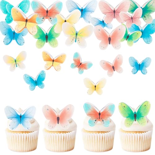 ENLACE Essbare Tortendeko Schmetterlinge 40 Stück Esspapier Schmetterling Deko Torte Bunt,2D Essbare Schmetterlinge für Torte,Schmetterling Kuchen Deko Essbar,Tortendeko Essbar für Geburtstag Hochzeit von ENLACE