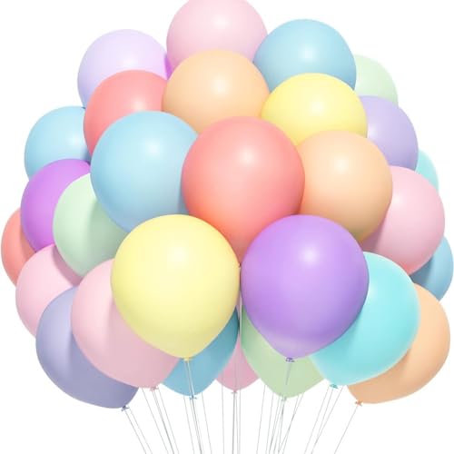 ENLACE Luftballons Pastell, 50 Stück Makronen Luftballon, Bunt Luftballons Geburtstag, Naturlatex Luftballons Pastellfarben für Geburtstag Babyparty Hochzeit Baby Shower Verlobung Deko von ENLACE