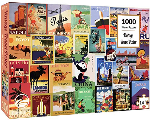 Enphiblue - Puzzle 1000 Teile für Erwachsene, Vintage Reise-Poster Jigsaw-Puzzle, Einzigartiges Design-Spielzeug für pädagogisches Geschenk für Jugendliche und Kinder von ENPHIBLUE
