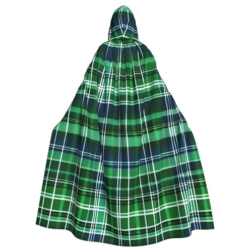 Unisex Erwachsene Blau und Grün Schottenkaro-Muster Langer Kapuzenumhang Cosplay Kostüme für Partys und Themenveranstaltungen von ENRPTY