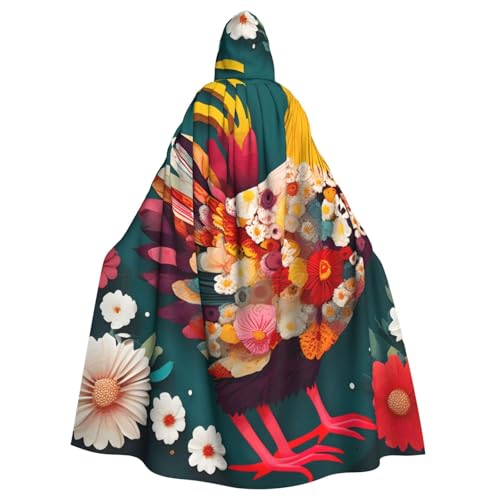 Unisex Erwachsene Blume Herz Huhn Druck Lange Kapuze Umhang Cosplay Kostüme für Partys und Themenveranstaltungen von ENRPTY
