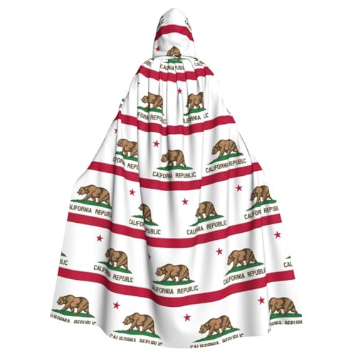 Unisex Erwachsene California State Flag Print Long Hooded Cloak Cosplay Kostüme für Partys und Themenveranstaltungen von ENRPTY