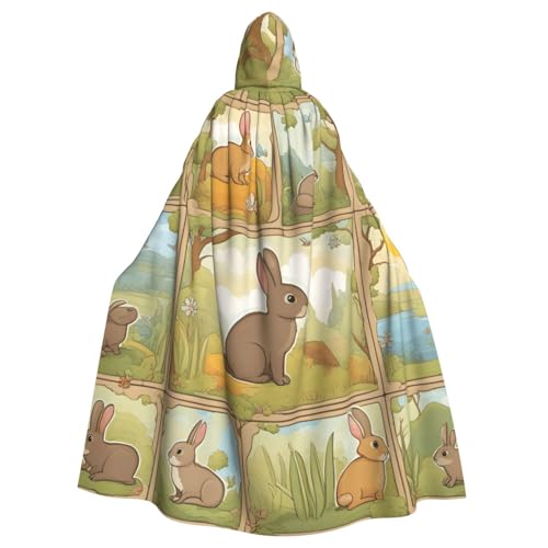 Unisex Erwachsene Cartoon Niedliche Tiere Kaninchen Druck Lange Kapuze Umhang Cosplay Kostüme für Partys und Themenveranstaltungen von ENRPTY