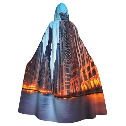 Unisex Erwachsene Chicago Illinois USA Print Long Hooded Cloak Cosplay Kostüme für Partys und Themenveranstaltungen von ENRPTY