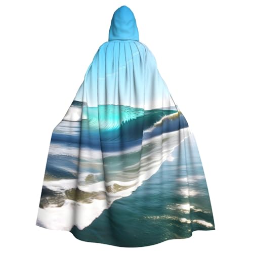 Unisex Erwachsene Clear Sky Wave Beach Print Long Hooded Cloak Cosplay Kostüme für Partys und Themenveranstaltungen von ENRPTY