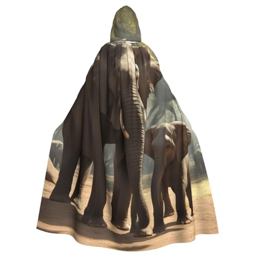 Unisex Erwachsene Elefanten-Druck, langer Umhang mit Kapuze, Cosplay-Kostüme für Partys und Themenveranstaltungen von ENRPTY
