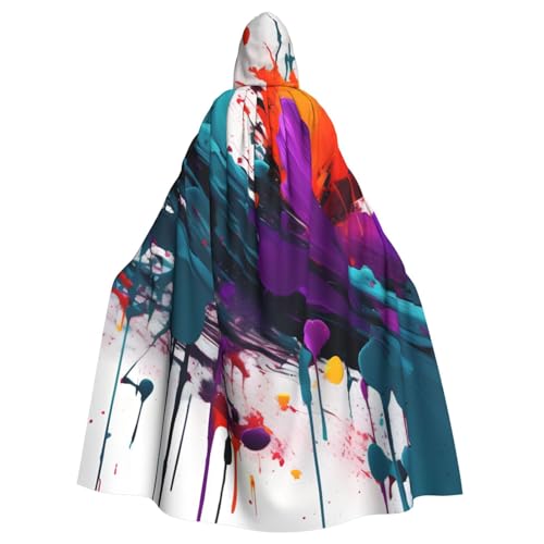 Unisex Erwachsene Farbspritzer-Druck, langer Umhang mit Kapuze, Cosplay-Kostüme für Partys und Themenveranstaltungen von ENRPTY