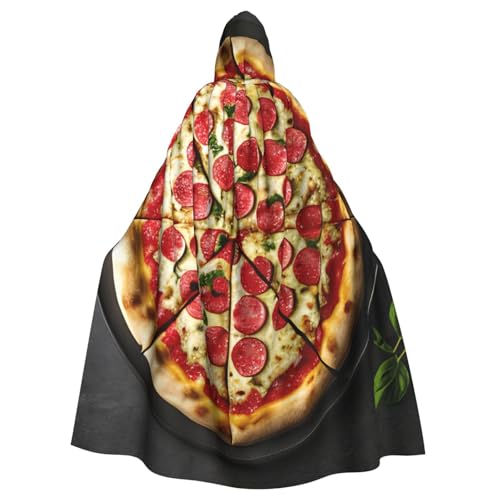 Unisex Erwachsene Großer Pizza-Druck, langer Umhang mit Kapuze, Cosplay-Kostüme für Partys und Themenveranstaltungen von ENRPTY