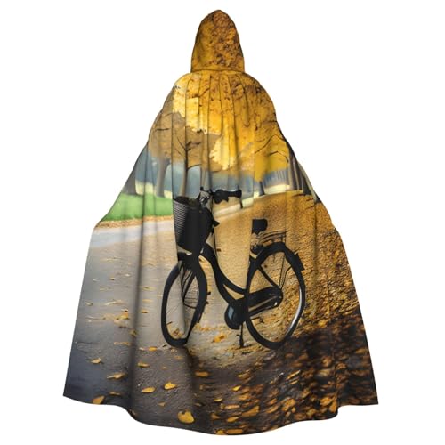 Unisex Erwachsene Herbst Baum mit altem Fahrrad Druck langer Kapuzenumhang Cosplay Kostüme für Partys und Themenveranstaltungen von ENRPTY