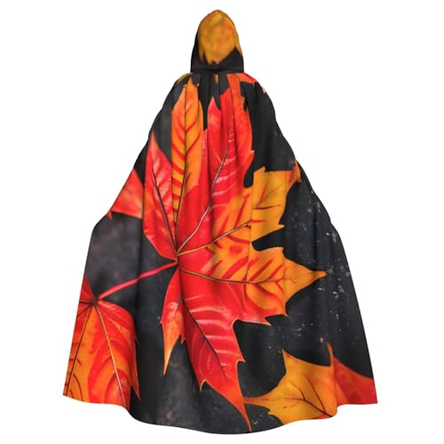 Unisex Erwachsene Herbst rote Blätter Druck lange Kapuzenumhang Cosplay Kostüme für Partys und Themenveranstaltungen von ENRPTY