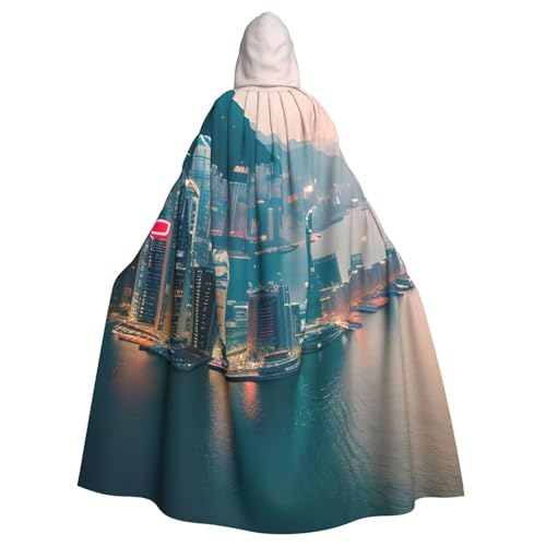 Unisex Erwachsene Hongkong Print Long Hooded Cloak Cosplay Kostüme für Partys und Themenveranstaltungen von ENRPTY