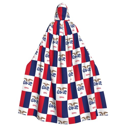 Unisex Erwachsene Iowa State Flag Print Long Hooded Cloak Cosplay Kostüme für Partys und Themenveranstaltungen von ENRPTY