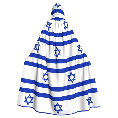 Unisex Erwachsene Israelische Flagge Druck Lange Kapuze Umhang Cosplay Kostüme für Partys und Themenveranstaltungen von ENRPTY