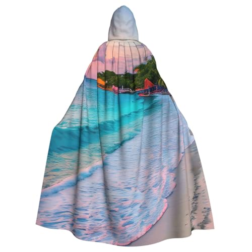 Unisex-Erwachsene Jamaika-Strand-Druck, langer Kapuzenumhang, Cosplay-Kostüme für Partys und Themenveranstaltungen von ENRPTY