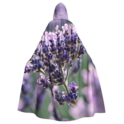 Unisex Erwachsene Lavendelblumen-Druck, langer Umhang mit Kapuze, Cosplay-Kostüme für Partys und Themenveranstaltungen von ENRPTY