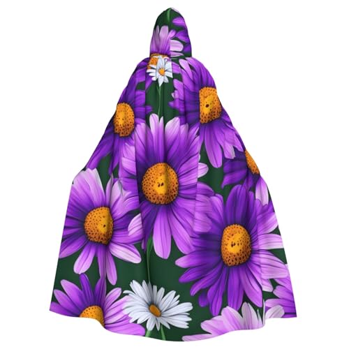 Unisex Erwachsene Lila Gänseblümchen Print Lange Kapuzenumhang Cosplay Kostüme für Partys und Themenveranstaltungen von ENRPTY