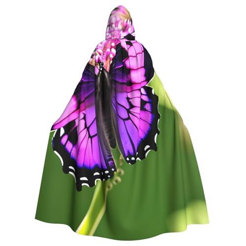 Unisex Erwachsene Lila Schmetterling Druck Lange Kapuze Umhang Cosplay Kostüme für Partys und Themenveranstaltungen von ENRPTY