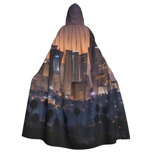 Unisex Erwachsene Los Angeles Skyline Print Long Hooded Cloak Cosplay Kostüme für Partys und Themenveranstaltungen von ENRPTY