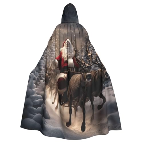 Unisex Erwachsene Merry Christmas Print Long Hooded Cloak Cosplay Kostüme für Partys und Themenveranstaltungen von ENRPTY