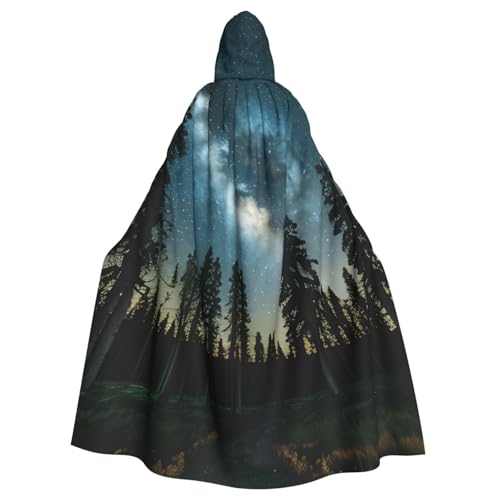 Unisex Erwachsene Nachthimmel mit Bäumen Druck langer Kapuzenumhang Cosplay Kostüme für Partys und Themenveranstaltungen von ENRPTY