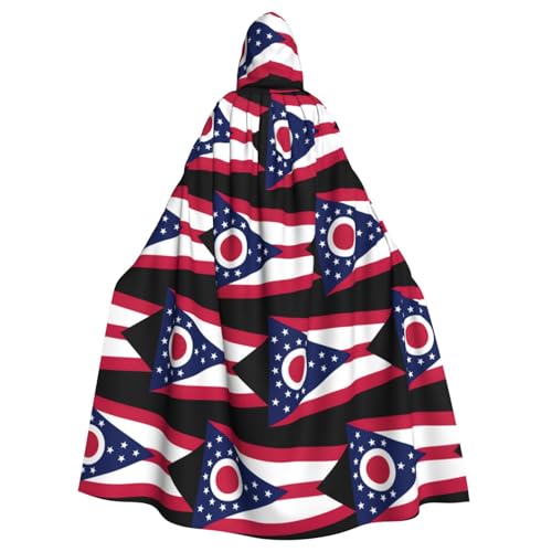 Unisex Erwachsene Ohio State Flag Print Long Hooded Cloak Cosplay Kostüme für Partys und Themenveranstaltungen von ENRPTY