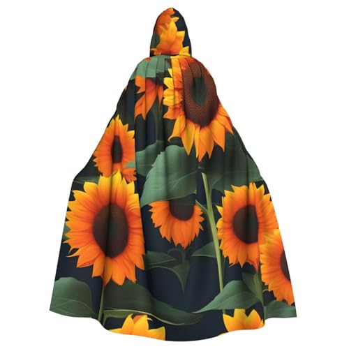 Unisex Erwachsene Orange Sonnenblume Print Lange Kapuzenumhang Cosplay Kostüme für Partys und Themenveranstaltungen von ENRPTY