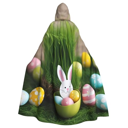 Unisex Erwachsene Osterei Hase Gras Holzdruck Lange Kapuze Umhang Cosplay Kostüme für Partys und Themenveranstaltungen von ENRPTY