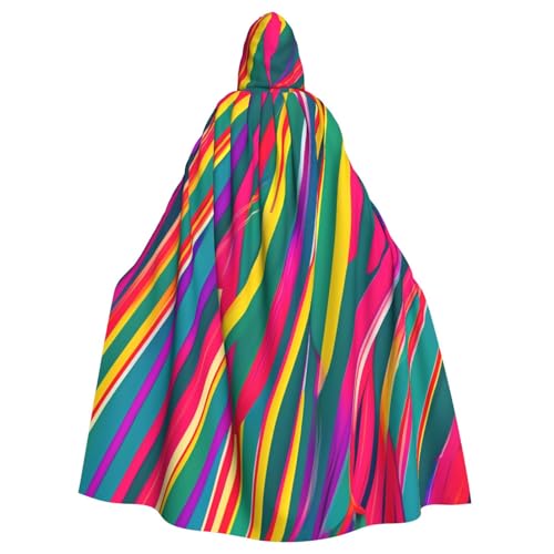 Unisex Erwachsene Regenbogen Linien Druck Lange Kapuze Umhang Cosplay Kostüme für Partys und Themenveranstaltungen von ENRPTY