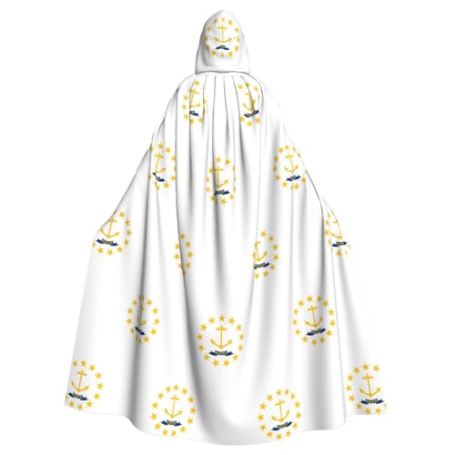 Unisex Erwachsene Rhode Island State Flag Print Long Hooded Cloak Cosplay Kostüme für Partys und Themenveranstaltungen von ENRPTY