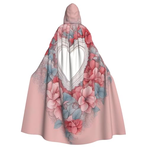 Unisex Erwachsene Romantischer Herzaufdruck langer Kapuzenumhang Cosplay Kostüme für Partys und Themenveranstaltungen von ENRPTY