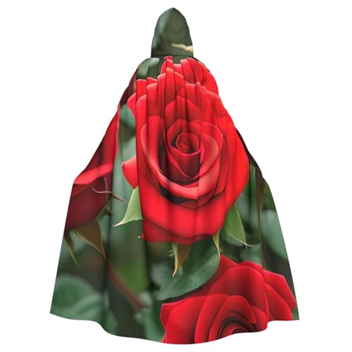Unisex Erwachsene Rote Rose Blumen Druck Lange Kapuze Umhang Cosplay Kostüme für Partys und Themenveranstaltungen von ENRPTY