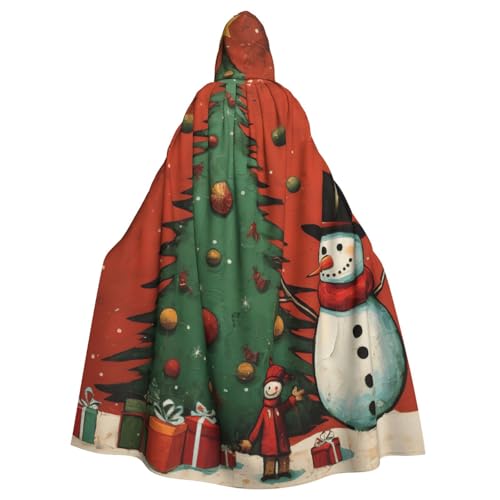 Unisex Erwachsene Schneemann Weihnachtsbaum Druck Lange Kapuze Umhang Cosplay Kostüme für Partys und Themenveranstaltungen von ENRPTY