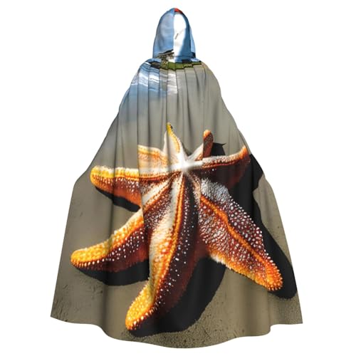 Unisex Erwachsene Seestern Leuchtturm Strand Druck Lange Kapuzenumhang Cosplay Kostüme für Partys und Themenveranstaltungen von ENRPTY
