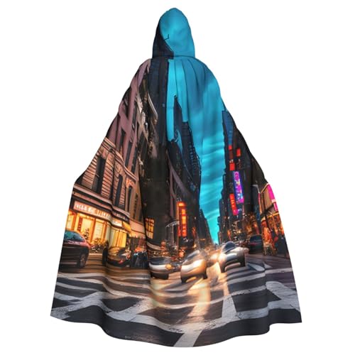 Unisex Erwachsene Streets Of New York City Print Long Hooded Cloak Cosplay Kostüme für Partys und Themenveranstaltungen von ENRPTY