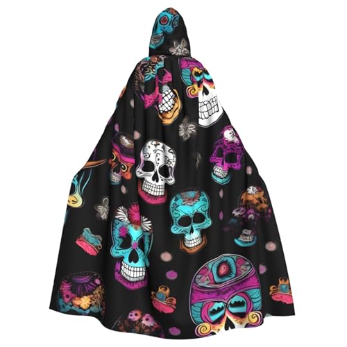 Unisex Erwachsene Sugar and Skulls Style Print Long Hooded Cloak Cosplay Costumes For Parties And Theme Events von ENRPTY