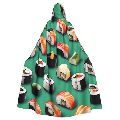 Unisex Erwachsene Sushi Food Print Long Hooded Cloak Cosplay Kostüme für Partys und Themenveranstaltungen von ENRPTY