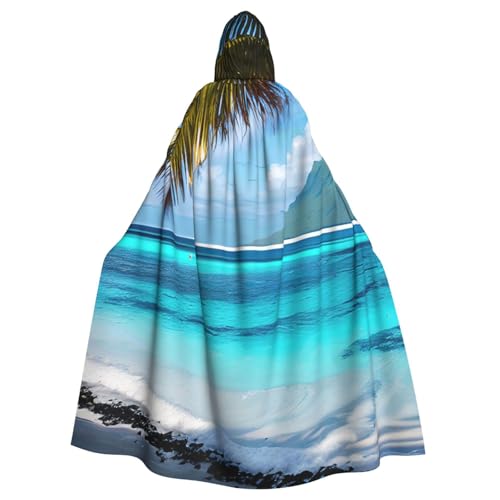Unisex Erwachsene Tahiti Beach Print Long Hooded Cloak Cosplay Kostüme für Partys und Themenveranstaltungen von ENRPTY