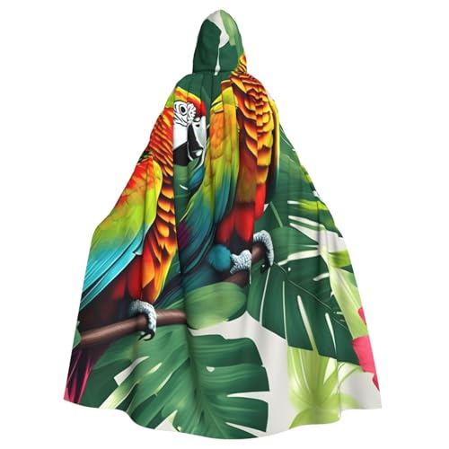 Unisex Erwachsene Tropische Blume Blatt Papagei Druck Lange Kapuze Umhang Cosplay Kostüme für Partys und Themenveranstaltungen von ENRPTY