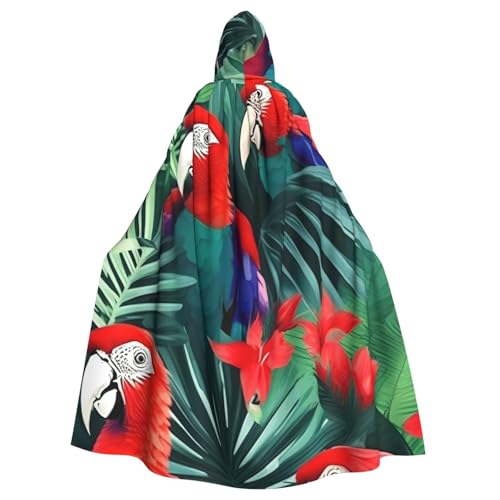 Unisex Erwachsene Tropische Blume Papagei Druck Lange Kapuze Umhang Cosplay Kostüme für Partys und Themenveranstaltungen von ENRPTY