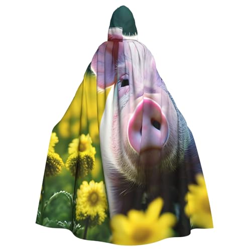 Unisex Erwachsene Vergewaltigungsblume Schwein Druck Lange Kapuze Umhang Cosplay Kostüme für Partys und Themenveranstaltungen von ENRPTY