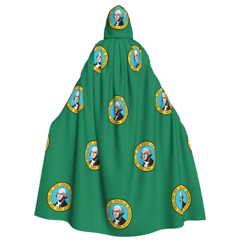 Unisex Erwachsene Washington Flagge Druck Lange Kapuze Umhang Cosplay Kostüme für Partys und Themenveranstaltungen von ENRPTY